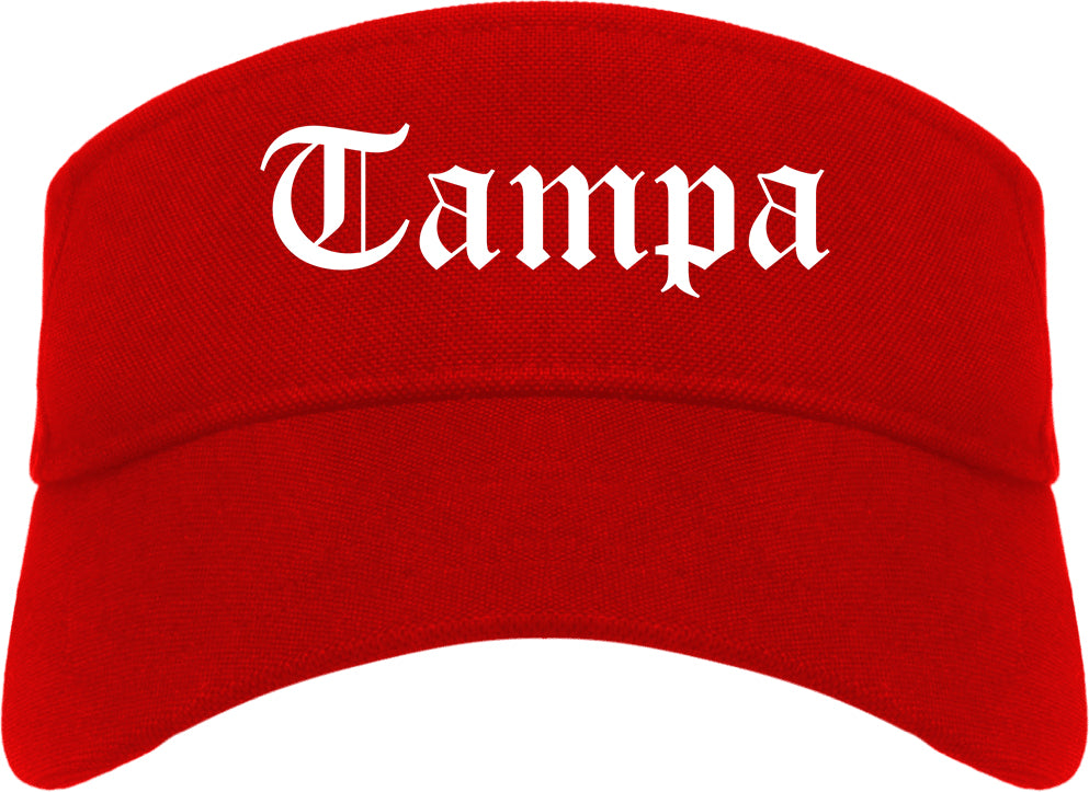 Tampa Florida FL Old English Mens Visor Cap Hat Red