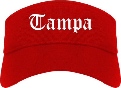 Tampa Florida FL Old English Mens Visor Cap Hat Red