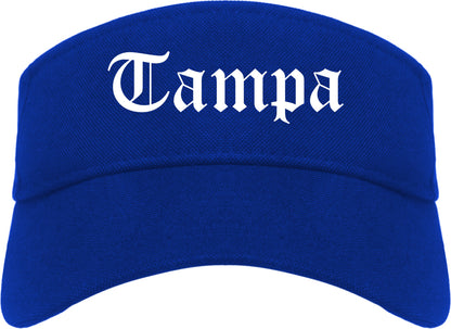 Tampa Florida FL Old English Mens Visor Cap Hat Royal Blue