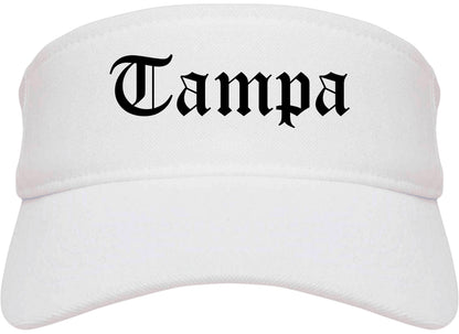 Tampa Florida FL Old English Mens Visor Cap Hat White
