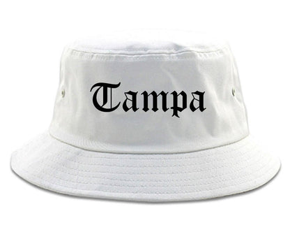 Tampa Florida FL Old English Mens Bucket Hat White