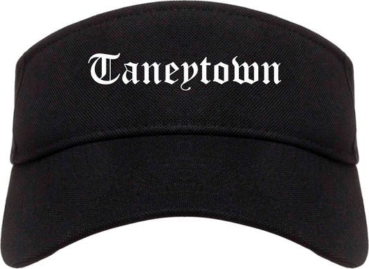 Taneytown Maryland MD Old English Mens Visor Cap Hat Black