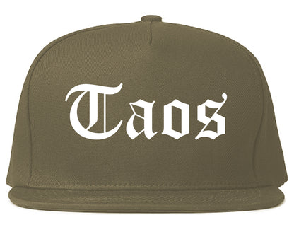 Taos New Mexico NM Old English Mens Snapback Hat Grey