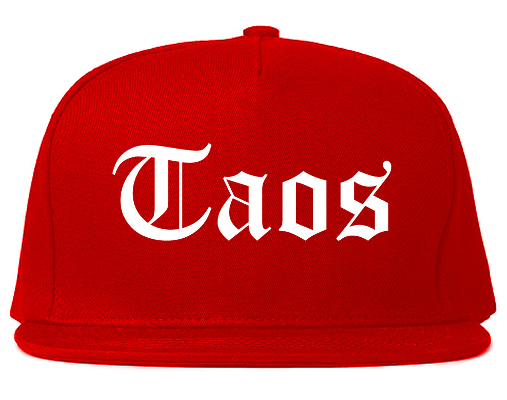 Taos New Mexico NM Old English Mens Snapback Hat Red