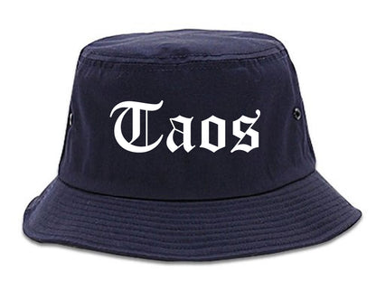 Taos New Mexico NM Old English Mens Bucket Hat Navy Blue