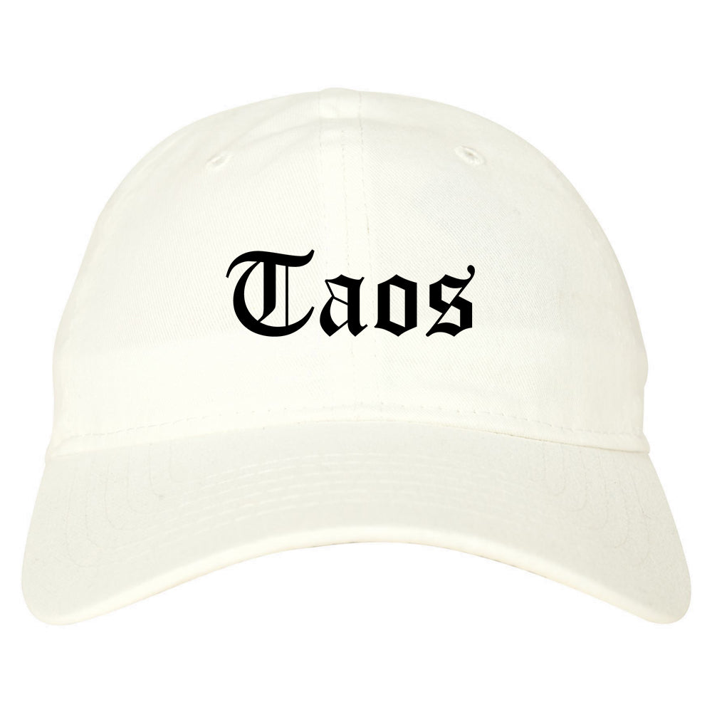 Taos New Mexico NM Old English Mens Dad Hat Baseball Cap White