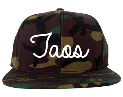 Taos New Mexico NM Script Mens Snapback Hat Army Camo