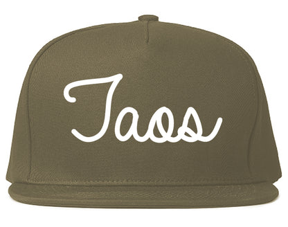 Taos New Mexico NM Script Mens Snapback Hat Grey