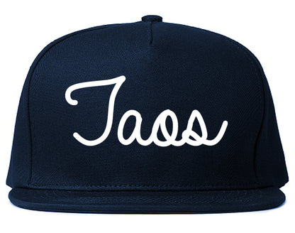 Taos New Mexico NM Script Mens Snapback Hat Navy Blue
