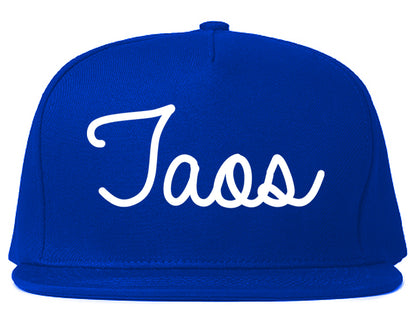 Taos New Mexico NM Script Mens Snapback Hat Royal Blue