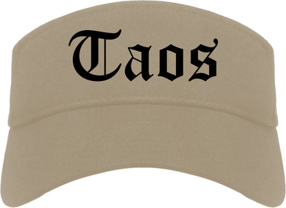 Taos New Mexico NM Old English Mens Visor Cap Hat Khaki