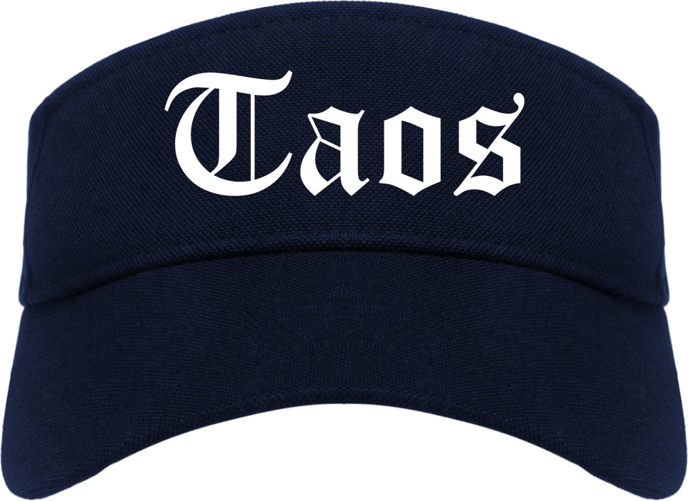 Taos New Mexico NM Old English Mens Visor Cap Hat Navy Blue