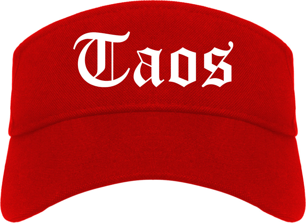Taos New Mexico NM Old English Mens Visor Cap Hat Red