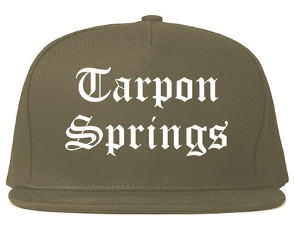 Tarpon Springs Florida FL Old English Mens Snapback Hat Grey
