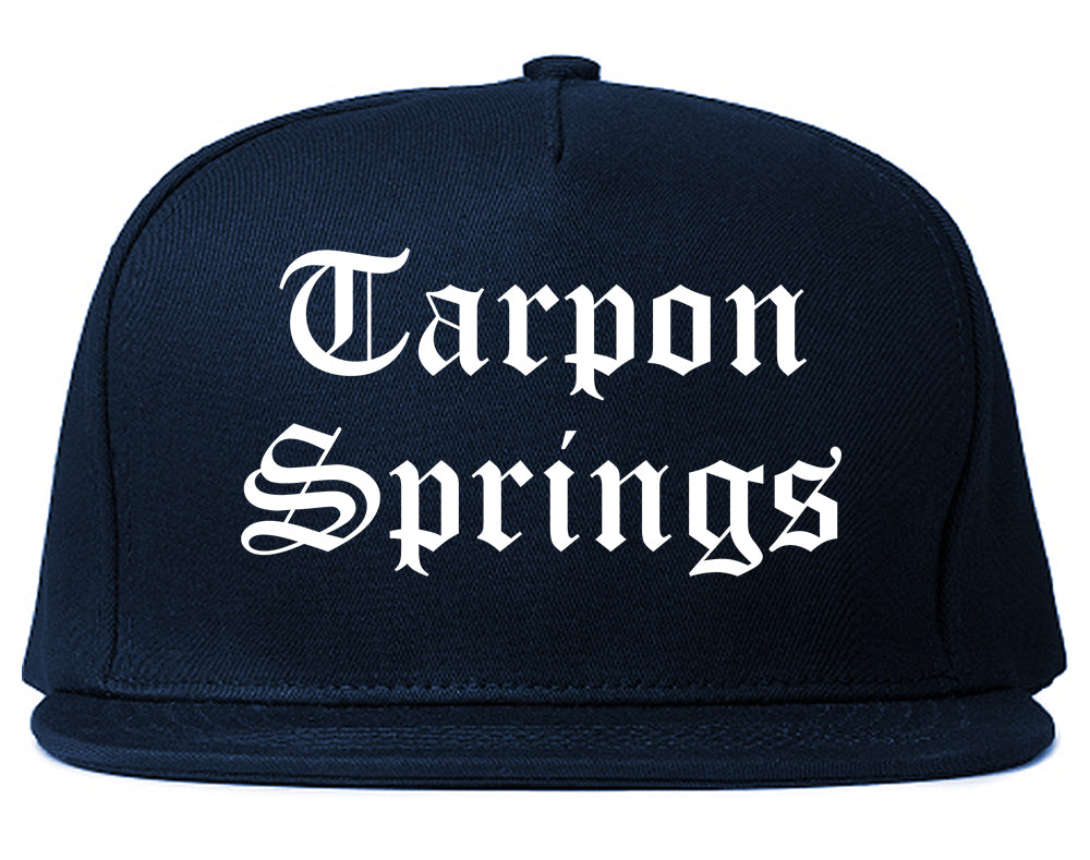 Tarpon Springs Florida FL Old English Mens Snapback Hat Navy Blue
