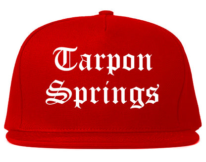 Tarpon Springs Florida FL Old English Mens Snapback Hat Red