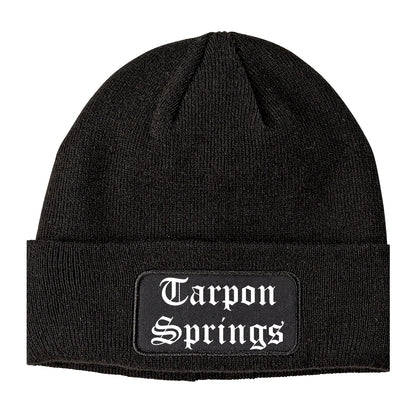 Tarpon Springs Florida FL Old English Mens Knit Beanie Hat Cap Black