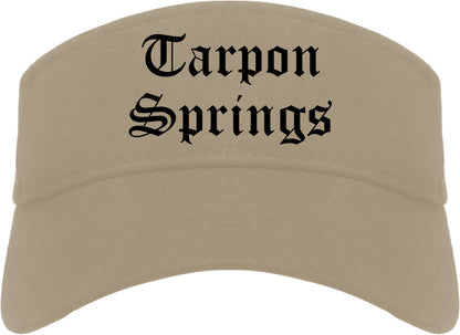 Tarpon Springs Florida FL Old English Mens Visor Cap Hat Khaki