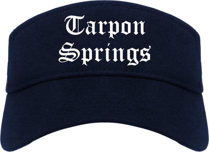Tarpon Springs Florida FL Old English Mens Visor Cap Hat Navy Blue