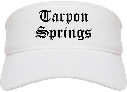 Tarpon Springs Florida FL Old English Mens Visor Cap Hat White