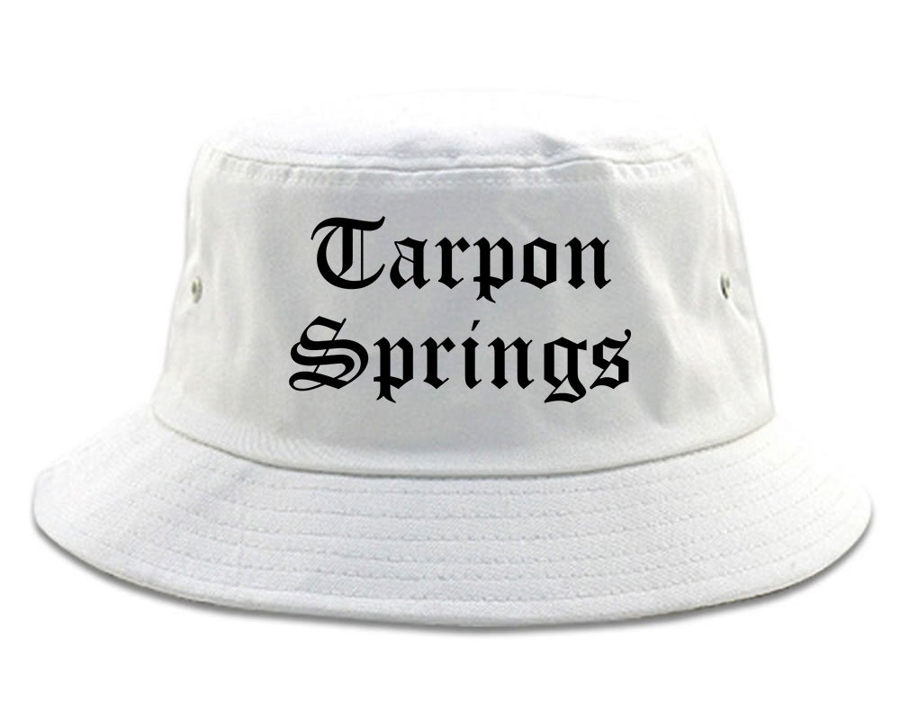 Tarpon Springs Florida FL Old English Mens Bucket Hat White