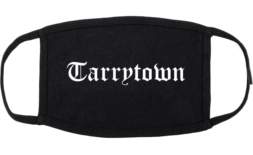 Tarrytown New York NY Old English Cotton Face Mask Black