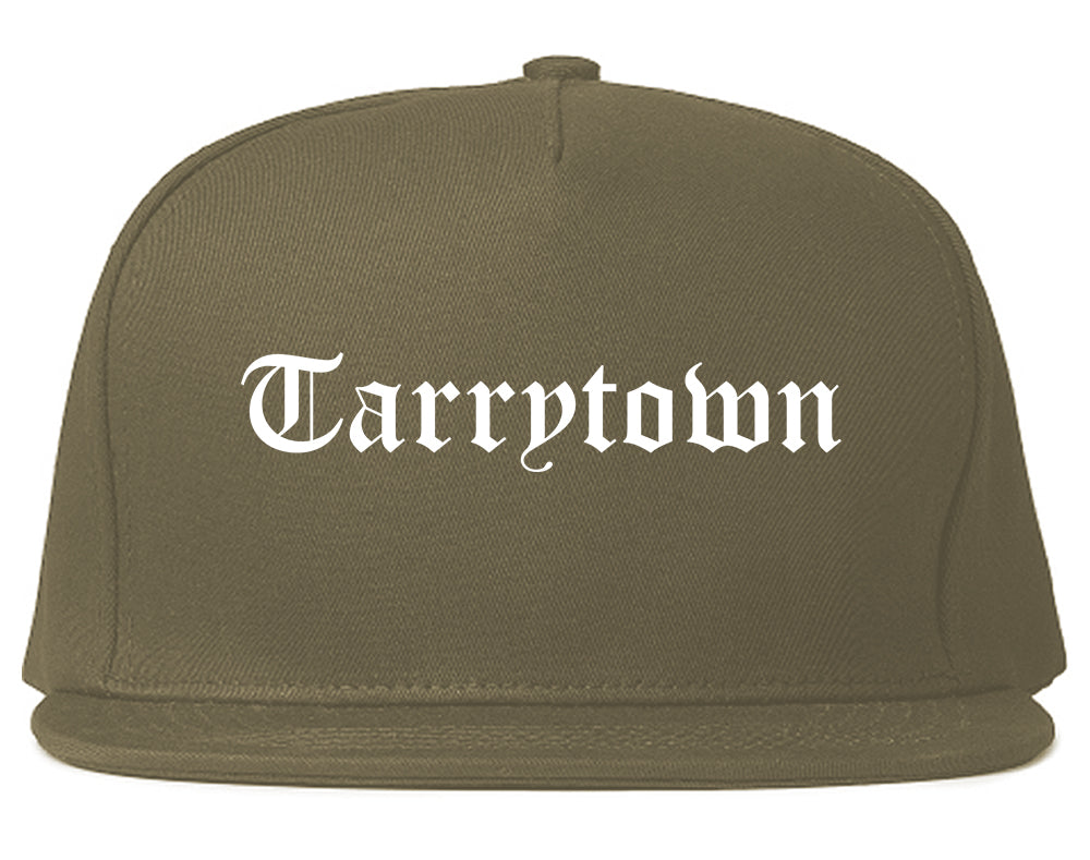 Tarrytown New York NY Old English Mens Snapback Hat Grey