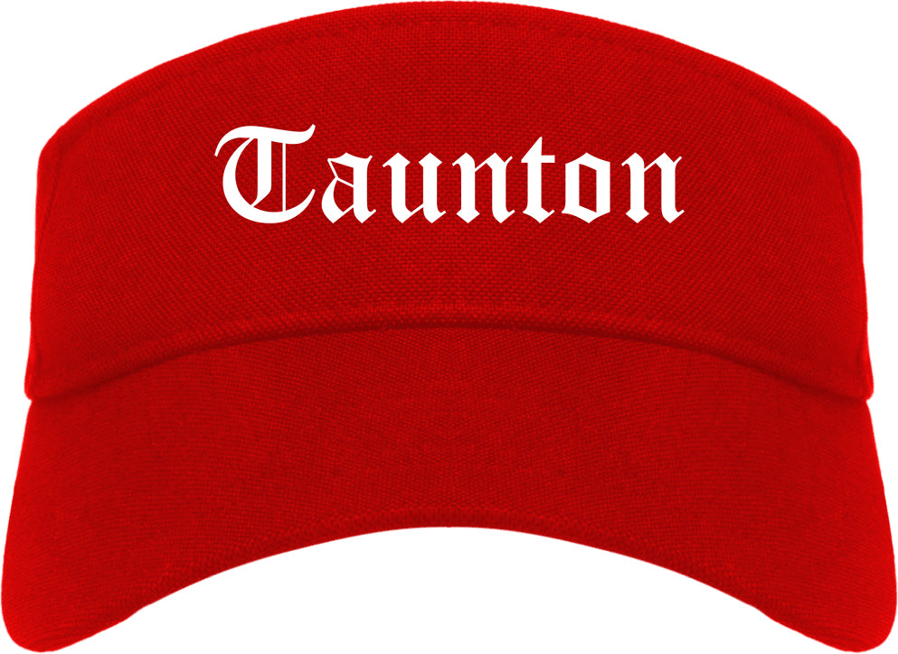 Taunton Massachusetts MA Old English Mens Visor Cap Hat Red