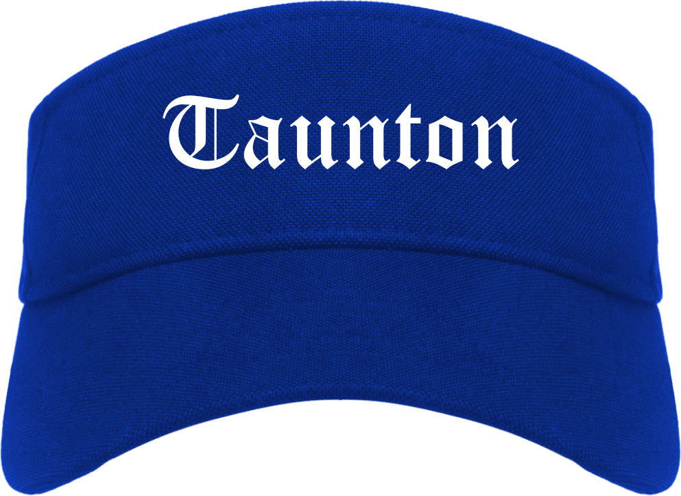 Taunton Massachusetts MA Old English Mens Visor Cap Hat Royal Blue