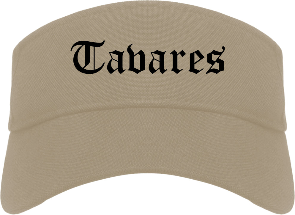 Tavares Florida FL Old English Mens Visor Cap Hat Khaki