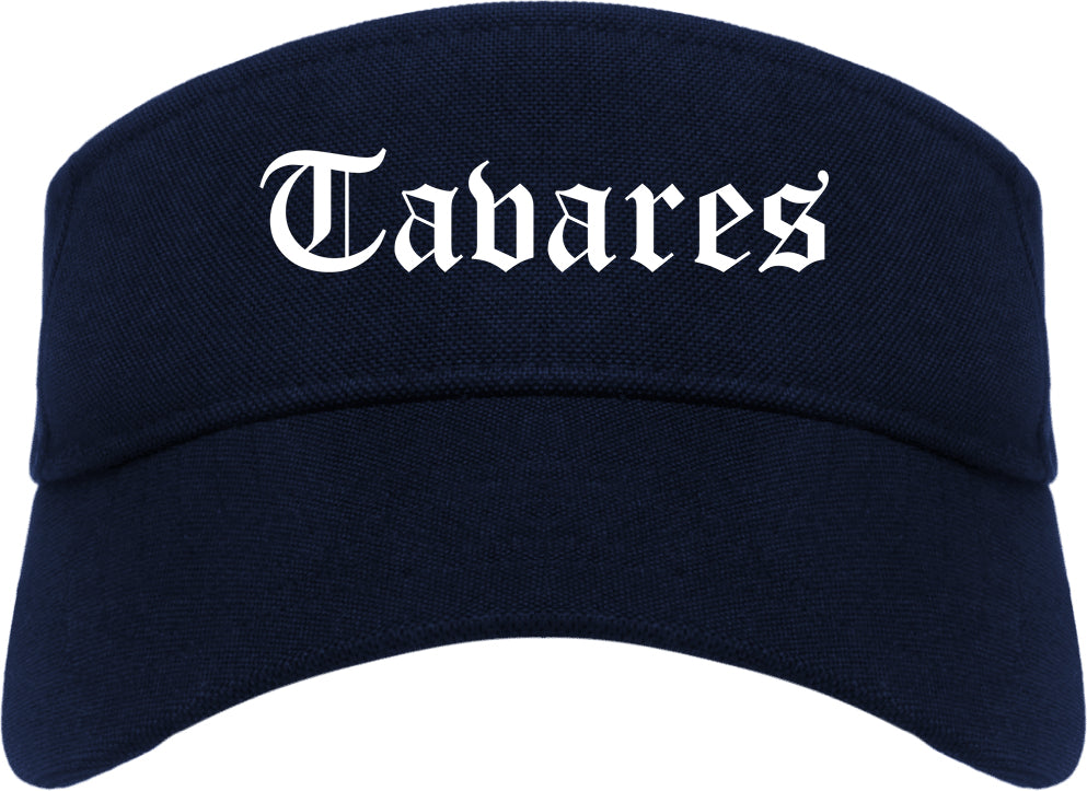 Tavares Florida FL Old English Mens Visor Cap Hat Navy Blue