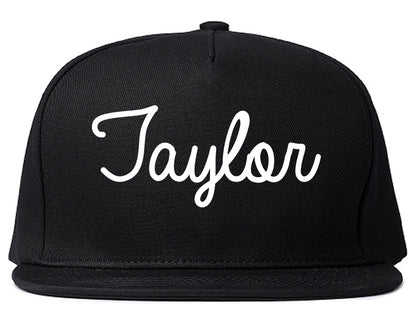 Taylor Michigan MI Script Mens Snapback Hat Black