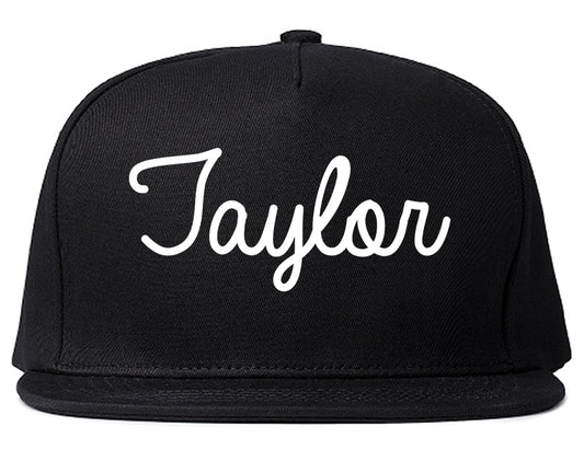 Taylor Michigan MI Script Mens Snapback Hat Black