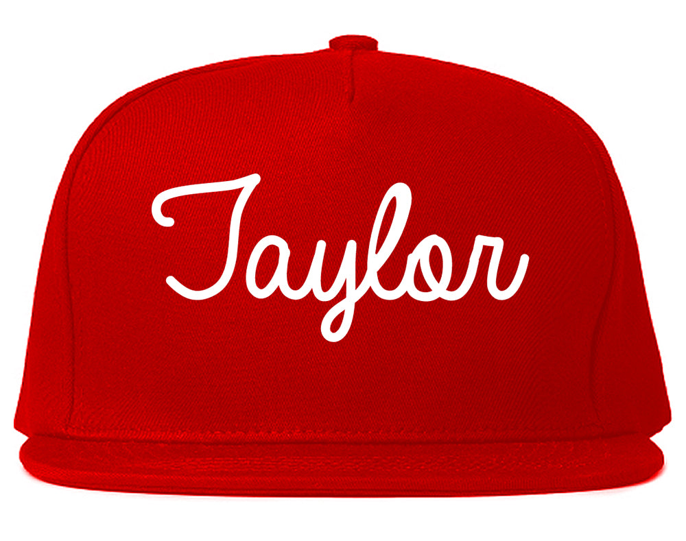 Taylor Michigan MI Script Mens Snapback Hat Red