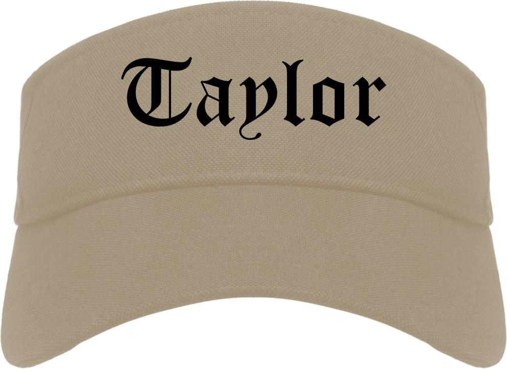 Taylor Michigan MI Old English Mens Visor Cap Hat Khaki