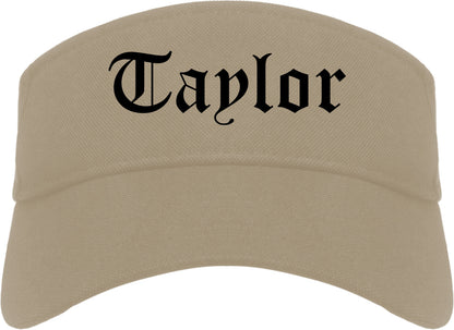 Taylor Michigan MI Old English Mens Visor Cap Hat Khaki