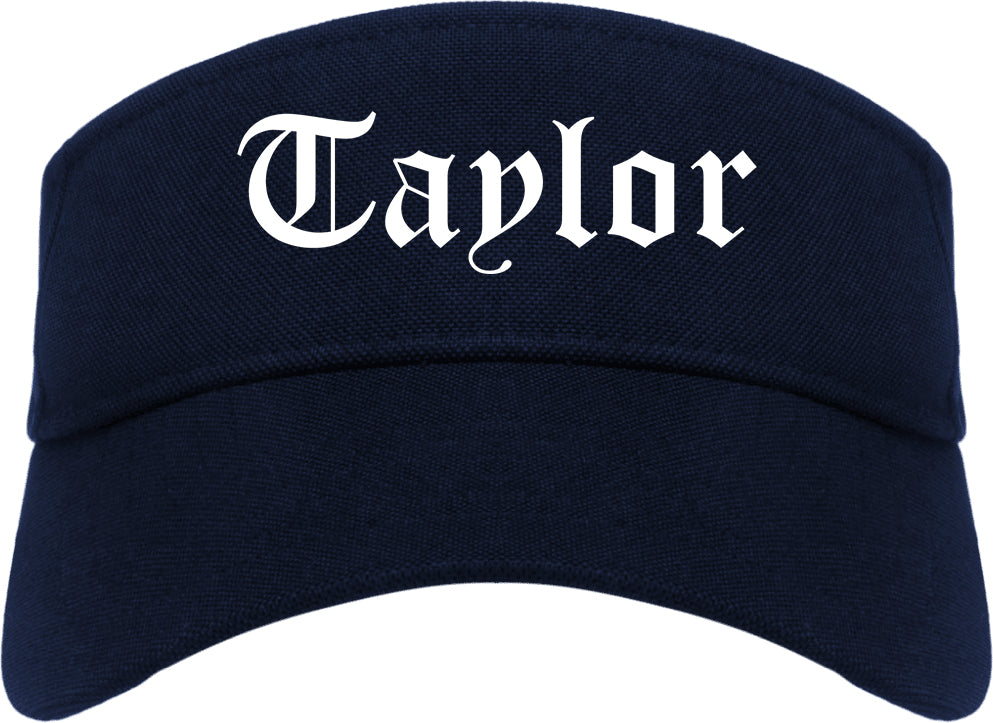 Taylor Michigan MI Old English Mens Visor Cap Hat Navy Blue