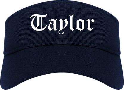 Taylor Michigan MI Old English Mens Visor Cap Hat Navy Blue