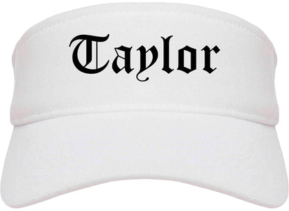Taylor Michigan MI Old English Mens Visor Cap Hat White