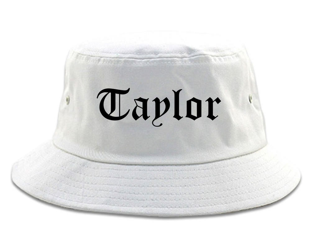 Taylor Michigan MI Old English Mens Bucket Hat White