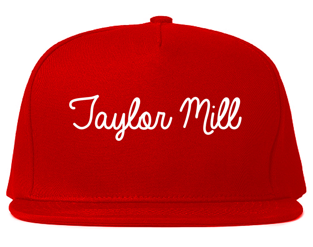 Taylor Mill Kentucky KY Script Mens Snapback Hat Red