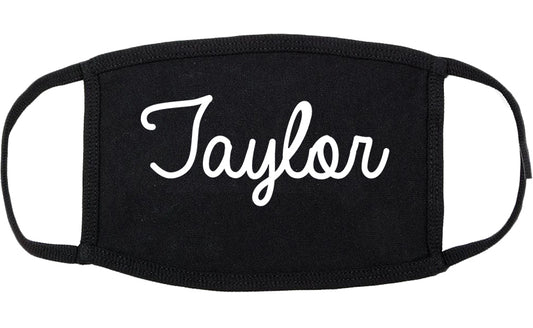 Taylor Texas TX Script Cotton Face Mask Black