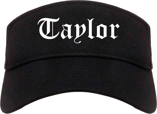Taylor Texas TX Old English Mens Visor Cap Hat Black