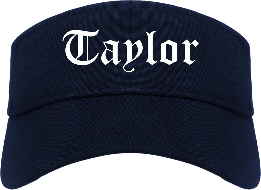 Taylor Texas TX Old English Mens Visor Cap Hat Navy Blue