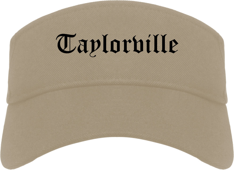 Taylorville Illinois IL Old English Mens Visor Cap Hat Khaki