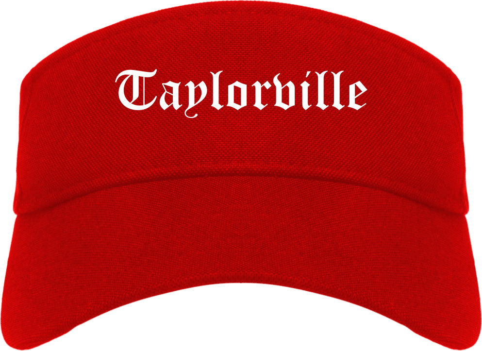 Taylorville Illinois IL Old English Mens Visor Cap Hat Red