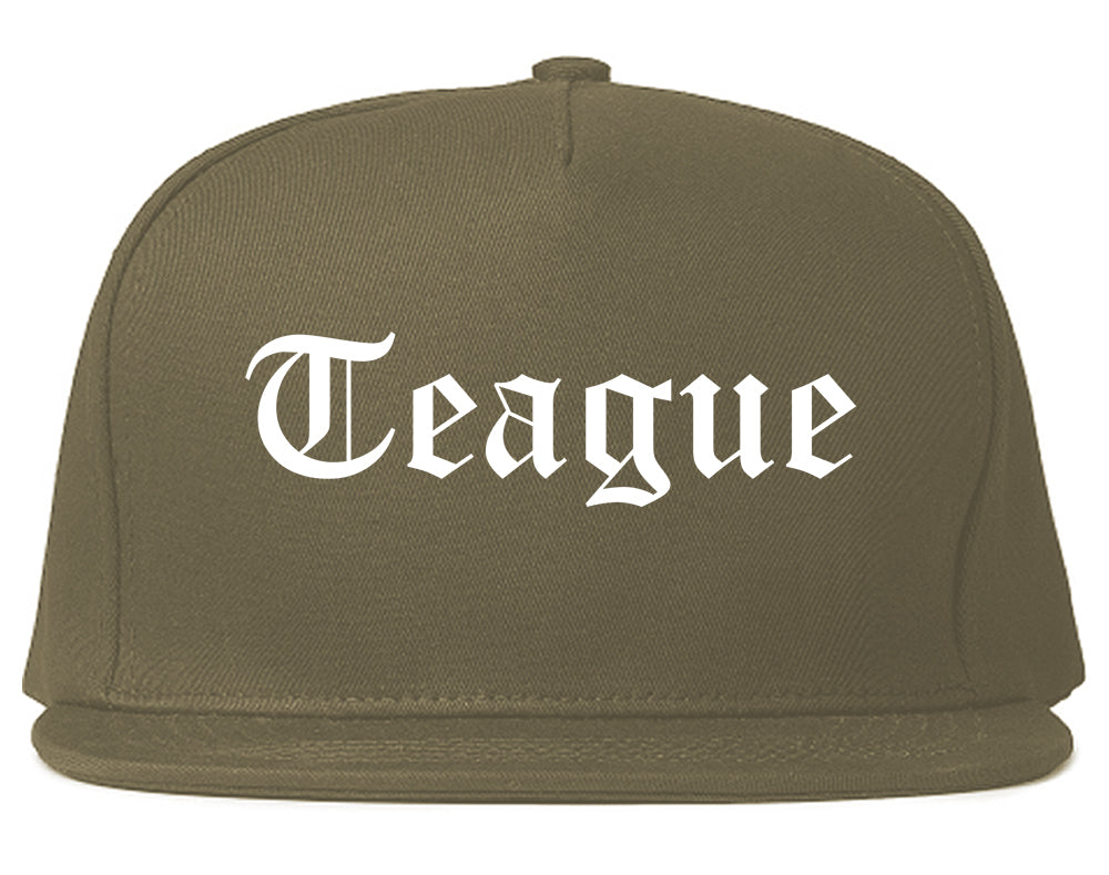 Teague Texas TX Old English Mens Snapback Hat Grey