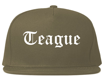 Teague Texas TX Old English Mens Snapback Hat Grey