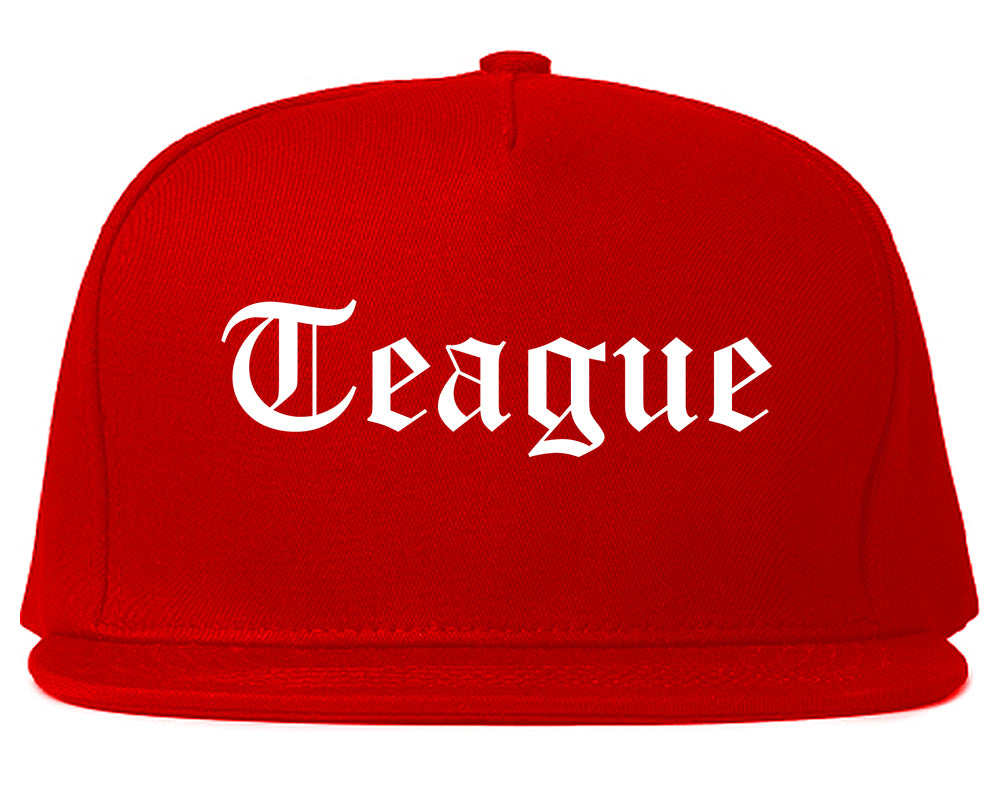 Teague Texas TX Old English Mens Snapback Hat Red