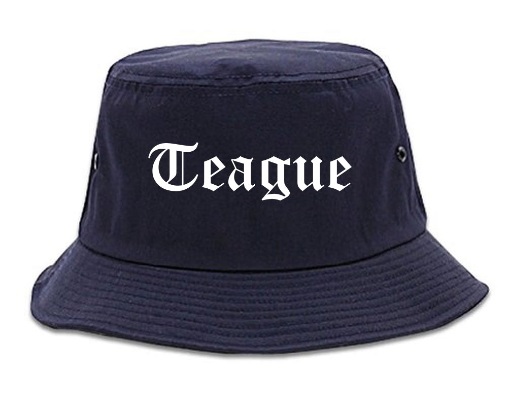 Teague Texas TX Old English Mens Bucket Hat Navy Blue